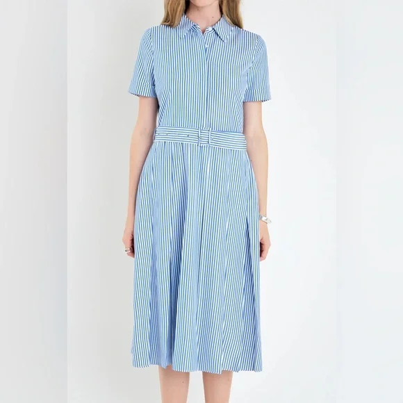 English Factory Striped Belted Midi Dress Size XS - Picture 5 of 9